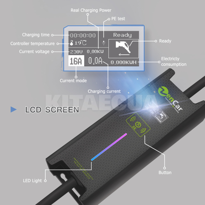 Зарядка для электромобиля 3.6 Квт 16А 1-фаза GB/T AC (китайское авто) Model A ZENCAR (MA3GBT) - 2