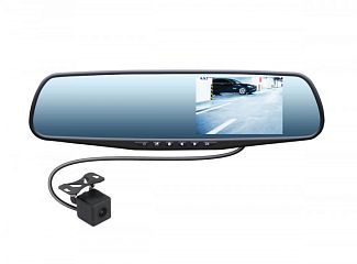 Зеркало заднего вида с регистратором Full HD 1920х1080 с 4.3" дисплеем, 2 камеры SWAT