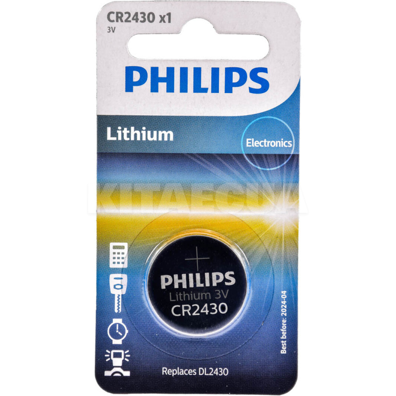 Батарейка дискова літієва 3,0 В CR2430 Minicells Lithium PHILIPS (PS CR2430/00B)