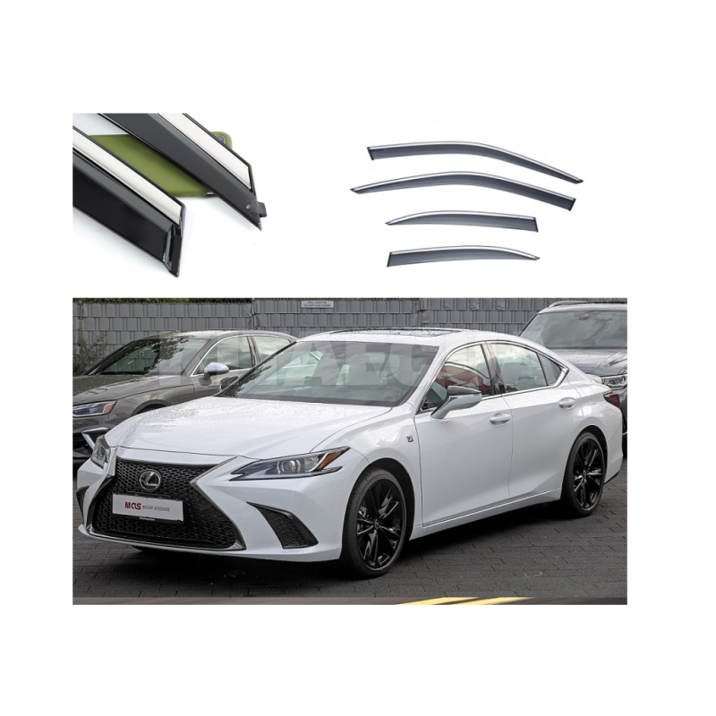 Дефлектори вікон (Вітровики) з нержавіючої сталі 3D на Lexus ES (2018-н.в) 4 шт. FLY (BLXES1823-W/S)
