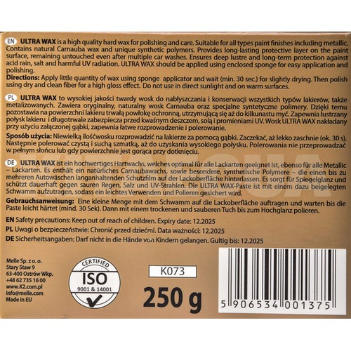 Полировочная паста с воском 250мл Ultra Wax K2 (K073) - 3