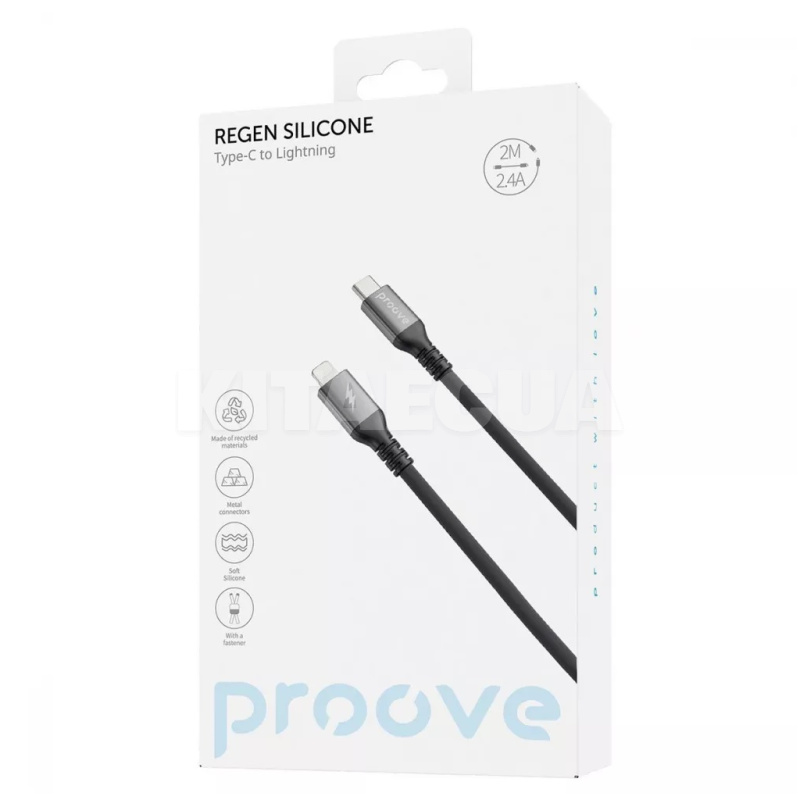 Кабель Type-C Lightning 27W 2м ReGen Silicone черный PROOVE (580840001) - 3