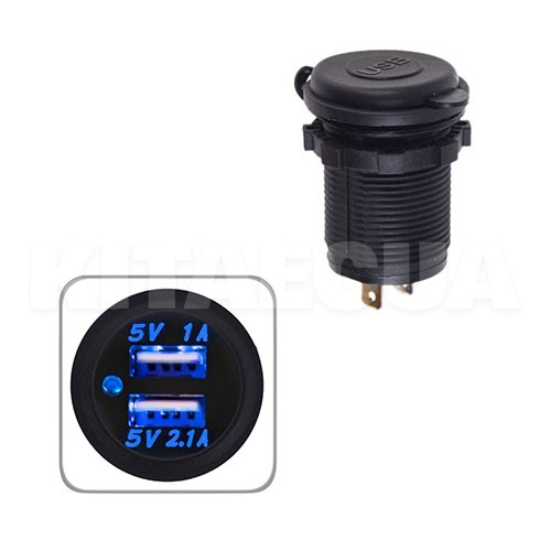 Автомобільний зарядний пристрій 12/24 В 3.1 а врізний синє підсвічування VITOL (10250-Vitol) - 2