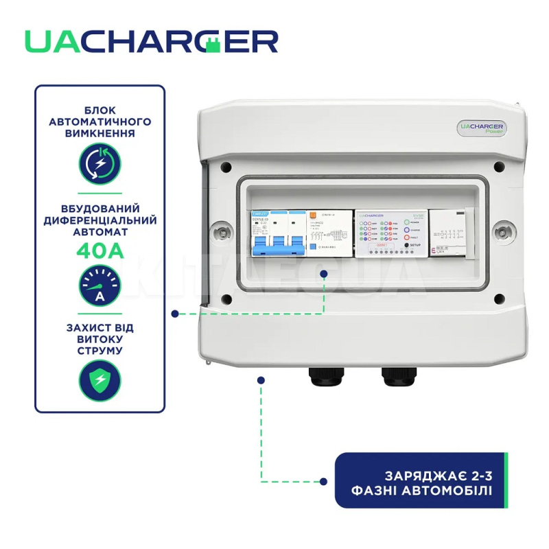 Зарядка для электромобиля 22кВт 32А 3-фазы Type 2 (европейское авто) 8м POWER UACHARGER (CHC-PW222223-21-8) - 5