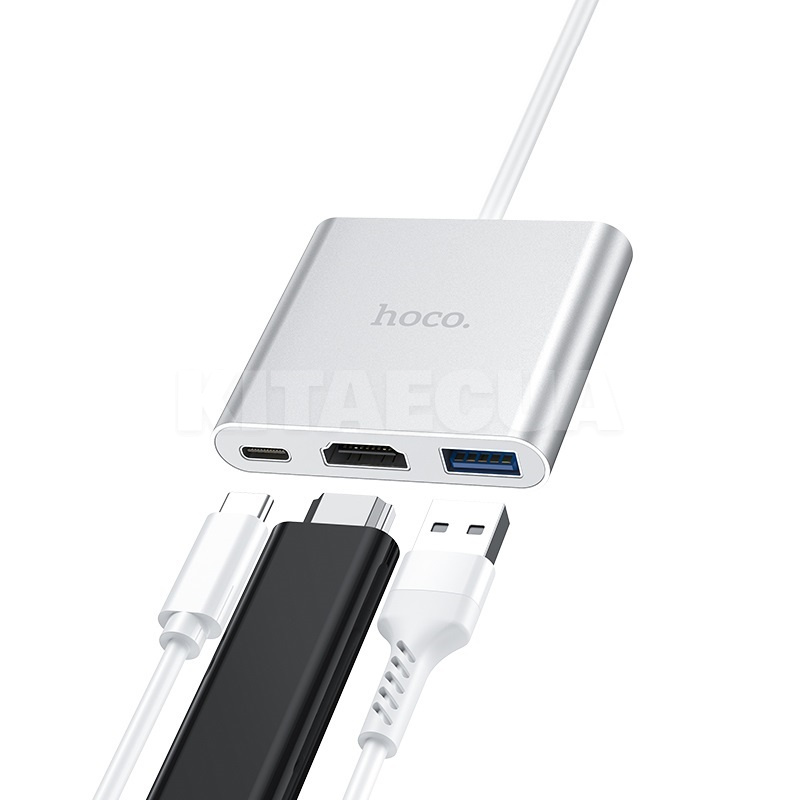 Кабель-переходник Type-C - USB/HDMI/Type-C HB14 0.15м серый HOCO (6931474725790) - 3
