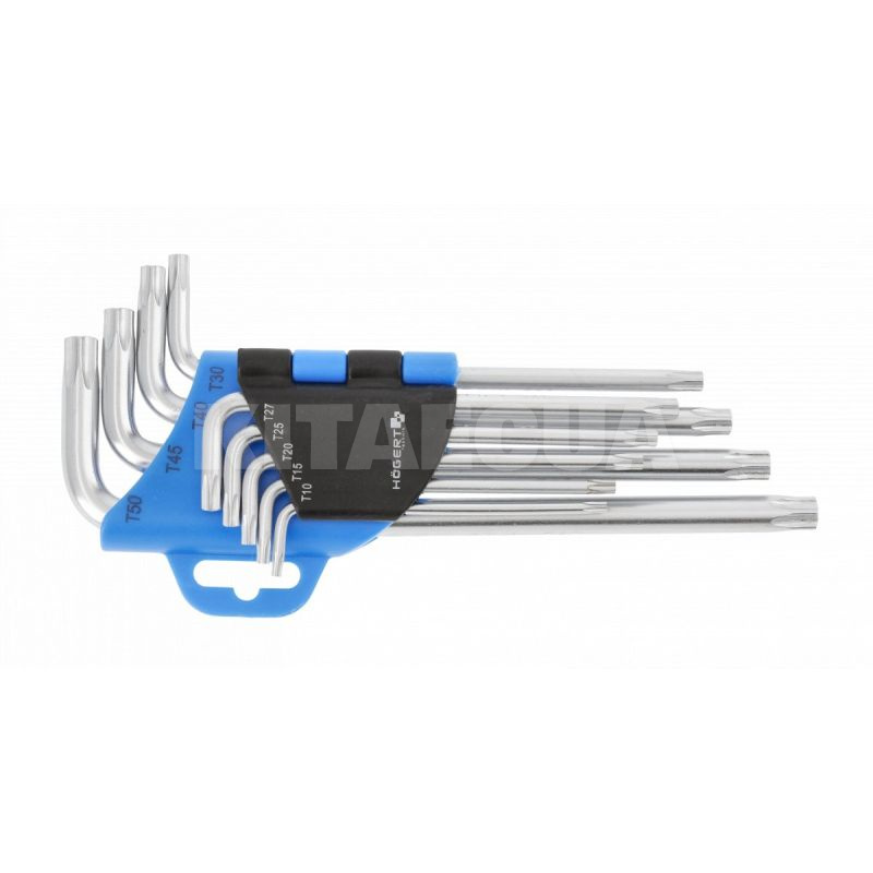 Набір ключів TORX Г-подібних довгих Cr-V 9 предметів HOGERT (HT1W809)
