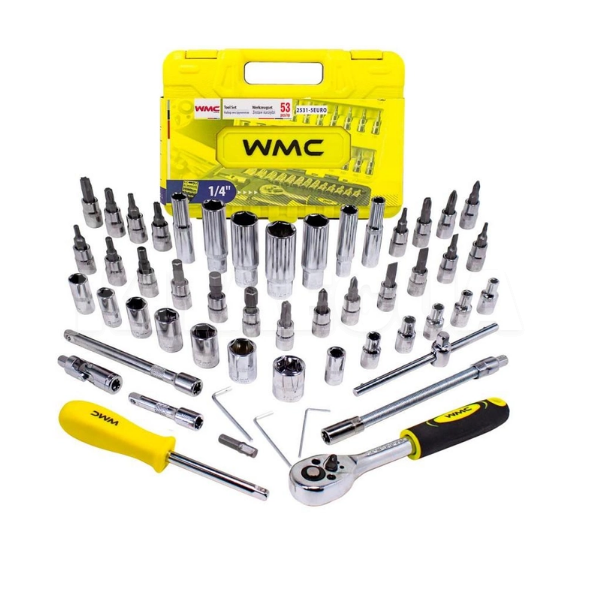 Набір 6-гранних головок та комплектуючих 1/4" 53 предмети WMC TOOLS (WT-2531-5 EURO)