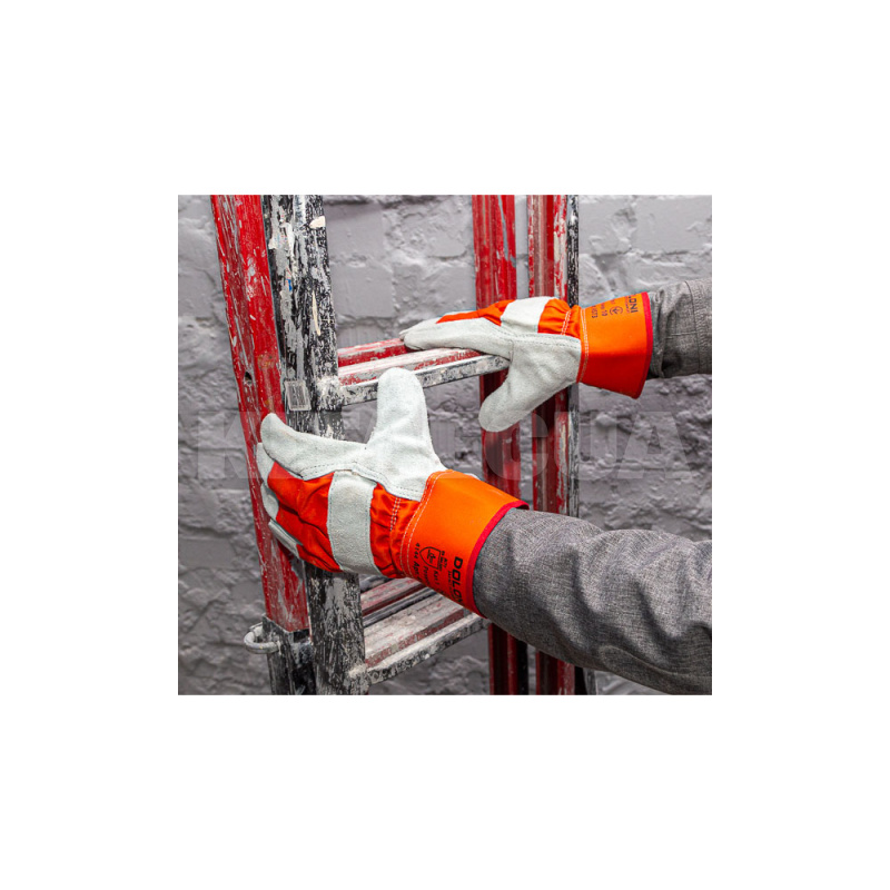 Перчатки рабочие комбинированые оранжевые XL D-POWER DOLONI (4573) - 3