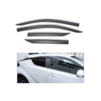 Дефлекторы окон (ветровики) из нержавеющей стали 3D на Toyota C-HR (2017-н.в) 4 шт. FLY