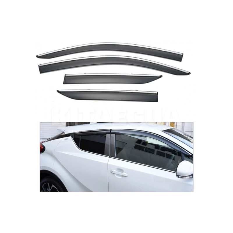 Дефлекторы окон (ветровики) из нержавеющей стали 3D на Toyota C-HR (2017-н.в) 4 шт. FLY (BTYCR1723-W/S)