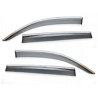Дефлекторы окон (ветровики) с хром молдингом на Volvo XC90 (2015-2016) нерж. полоса 4 шт. BNK
