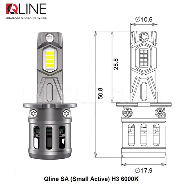 LED лампа для авто Small Active SA H3 52W 6000K (комплект) QLine (00-00020365) - 3