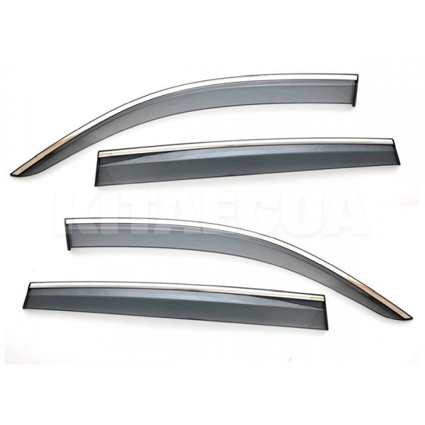 Дефлектори вікон (Вітровики) з хром молдингом на Volvo XC90 (2015-2016) нерж. смуга 4 шт. BNK (BVLXC91523-W/S)