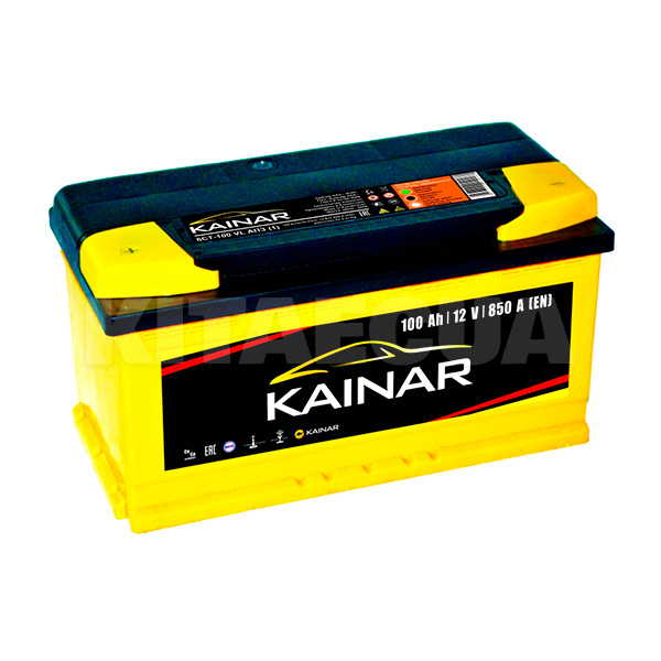 Аккумулятор автомобильный 100Ач 850А "+" слева KAINAR (1002611120ЖЧ)