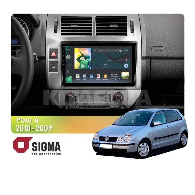 Штатная магнитола X9464 4+64 ГБ 9" Volkswagen Polo Mk4 4 2001-2009 (F2) SIGMA4car (35925)