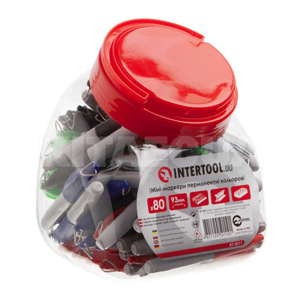 Міні-маркери перманентні кольорові 93 мм 80 шт Intertool (KT-5011)