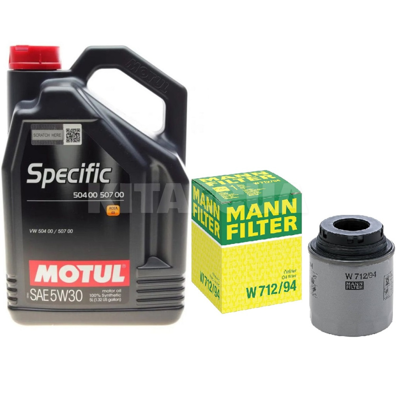 Олія синтетична 5л 5W-30 SPECIFIC + фільтр Mann-Filter на Skoda Fabia II 1.2 TSI MOTUL (106375-W712-94)