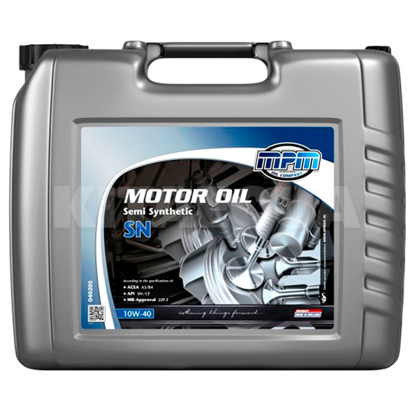 Масло моторное полусинтетическое 20л 10W-40 SN MPM (MPM 04020S)