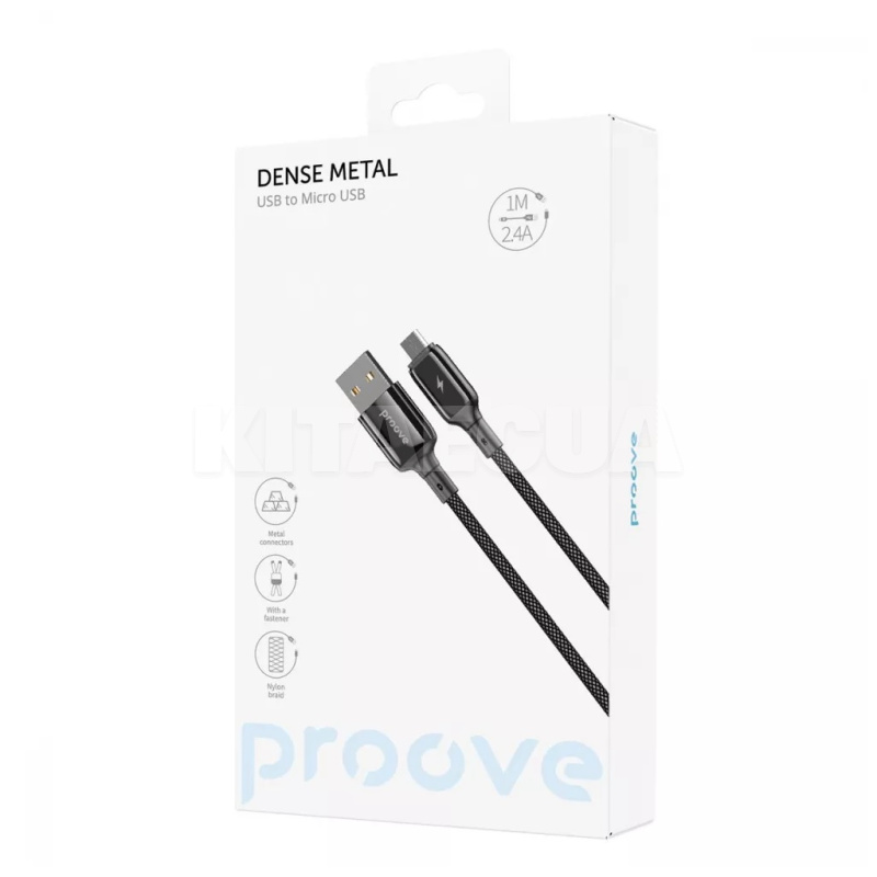 Кабель USB Micro USB 2.4A 1м Dense Metal черный PROOVE (504970001) - 4