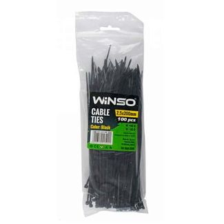 Стяжки черные пластиковые 200 х 2.5 мм 100 шт. Winso