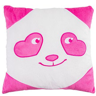 Подушка в машину декоративна "Панда-смайл влюблень" біло-рожева Tigres