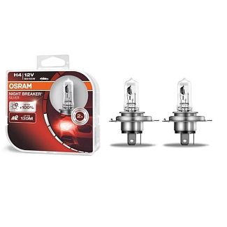 Галогенна лампа H4 60/55W 12V Night Breaker Silver +100% Комплект Osram