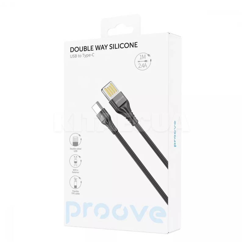 Кабель USB Type-C 2.4A 1м Double Way Silicone белый PROOVE (505080003) - 3