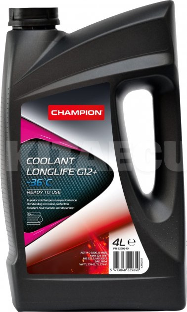 Антифриз красный 4л G12+ -36°C LONGLIFE Champion (8229640)