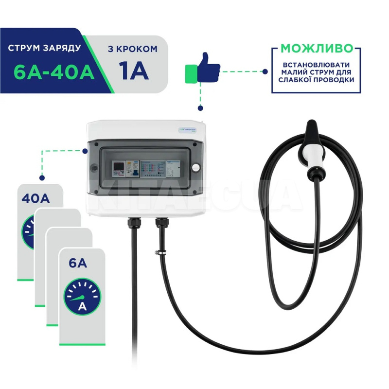 Зарядка для электромобиля Type Tesla 9.2 кВт 40А 1-фаза WALL UACHARGER (CHC-WL220941-21-8) - 3