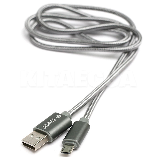 Кабель USB - microUSB 1м серый PowerPlant (KD00AS1287)