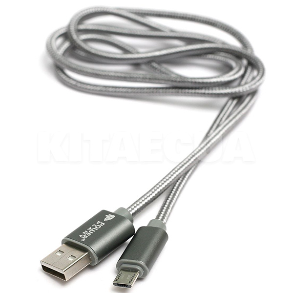 Кабель USB microUSB 1м сірий PowerPlant (KD00AS1287)