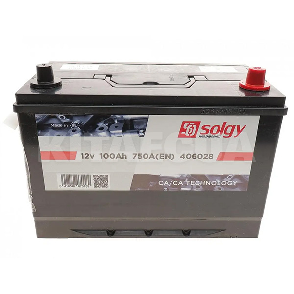 Аккумулятор автомобильный 100Ач 750А "+" слева Solgy (406028)