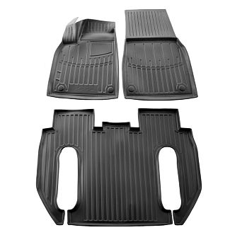 Гумові килимки в салон Tesla Model X Plaid (2022-...) (6 seats) Stingray