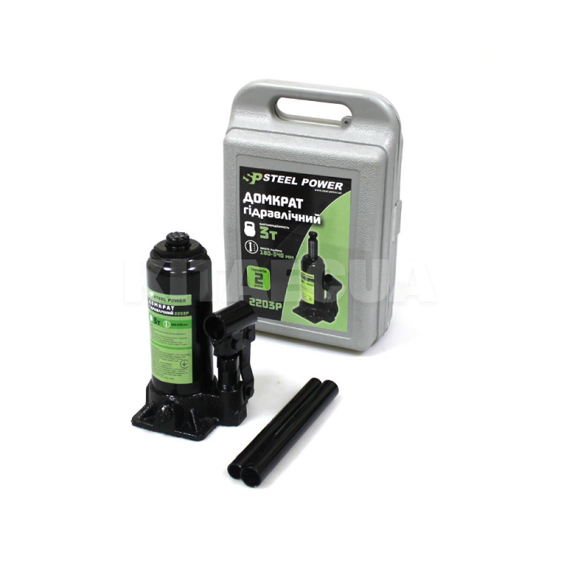 Домкрат гидравлический бутылочный до 3т (180-340мм) STEEL POWER (SPR 2203P)