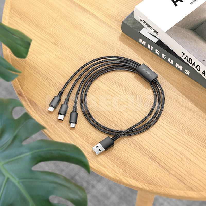 Кабель USB - Type-C/Lightning/microUSB 2A BX72 1м черный BOROFONE (BX72LUMB) - Kitaec.ua 4 Кабель USB - Type-C/Lightning/microUSB 2A BX72 1м черный BOROFONE (BX72LUMB) - 4