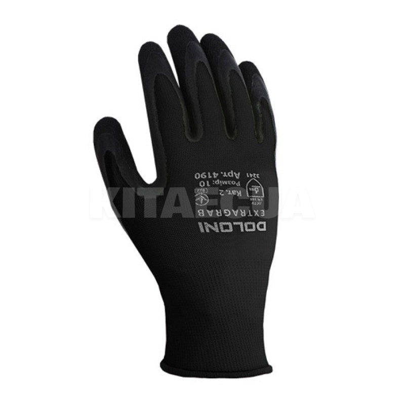Перчатки черные с латексным покрытием DOLONI (4191)
