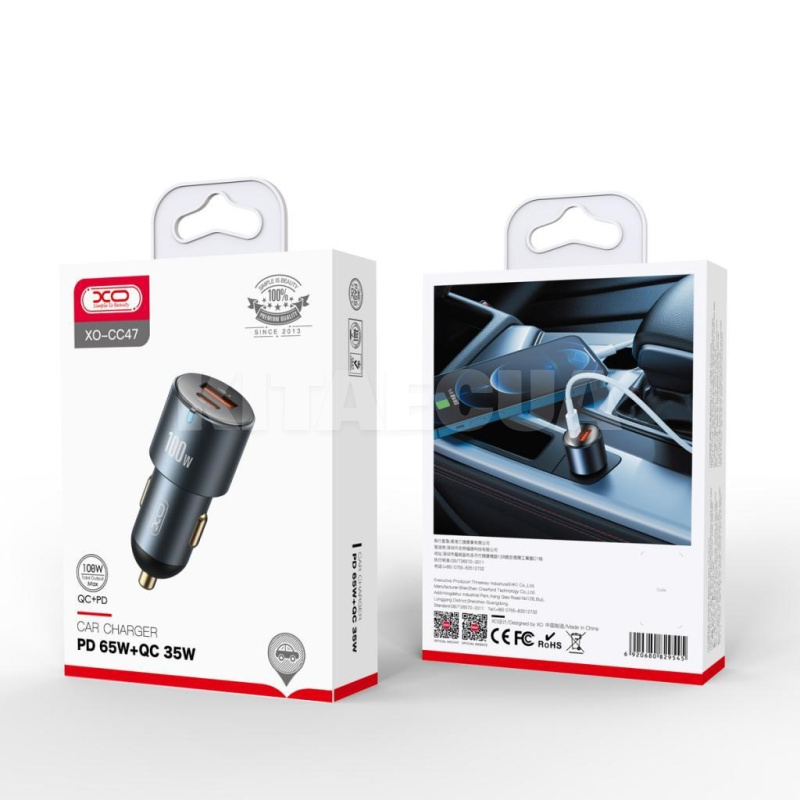 автомобільний зарядний пристрій USB+Type-C 3А XO (XO-CC47-BK) - 6