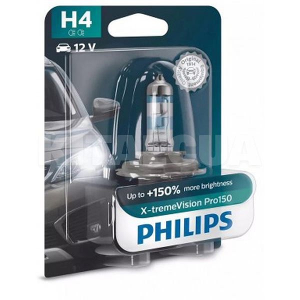 Галогенная лампа H4 60/55W 12V X-treme Vision +150% PHILIPS (12342XVPB1) - 2