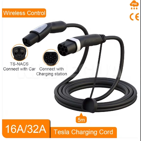 Зарядный кабель для электромобиля Feyree 7.4 кВт 32А 1-фаза 5м Type 2 (станция) - Tesla (американско FEYREE (CL7-T2TS)