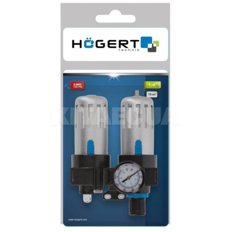 Фильтр-регулятор с манометром и лубрикатором пневматический 1/4" 9 бар HOGERT (HT4R875) - 2