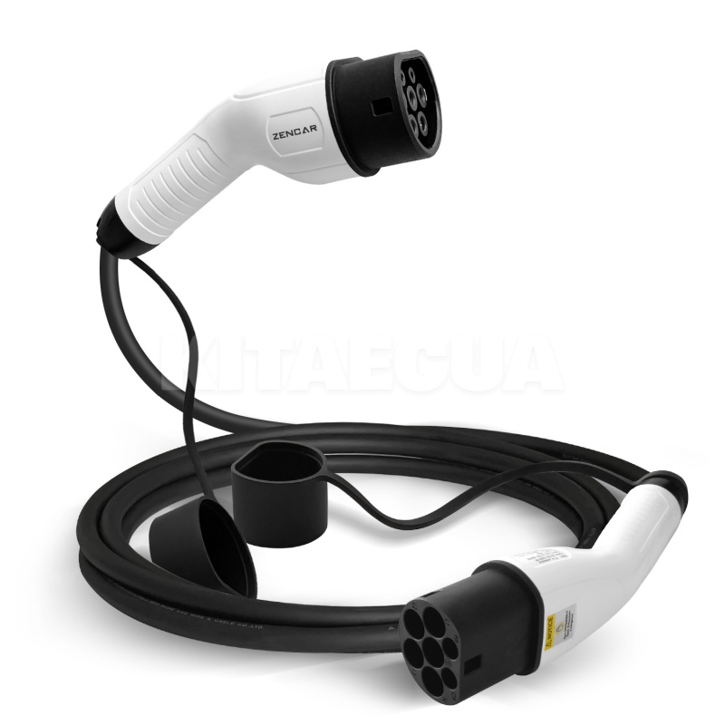 Зарядний кабель для електромобіля 7.4 кВт 32А 1-фаза 3м Type 2 (європейське авто) ZENCAR (TYPE2-TYPE2)