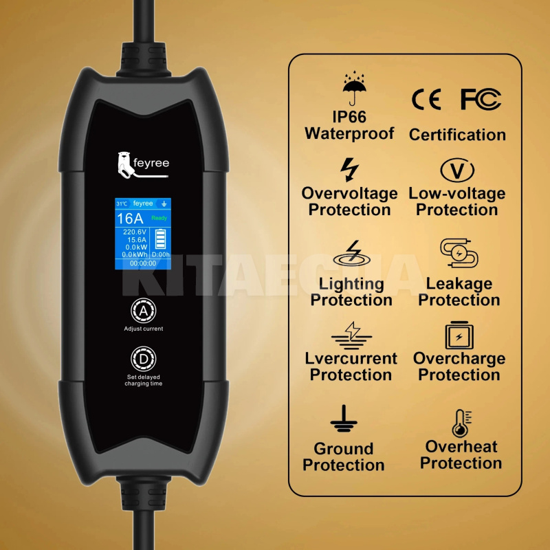 Зарядка для електромобіля Type 2 3.7 кВт 16A 1-фаза Flying Cat FEYREE (FY3.5-16-1PH-TP2-F8-C3.5) - 6