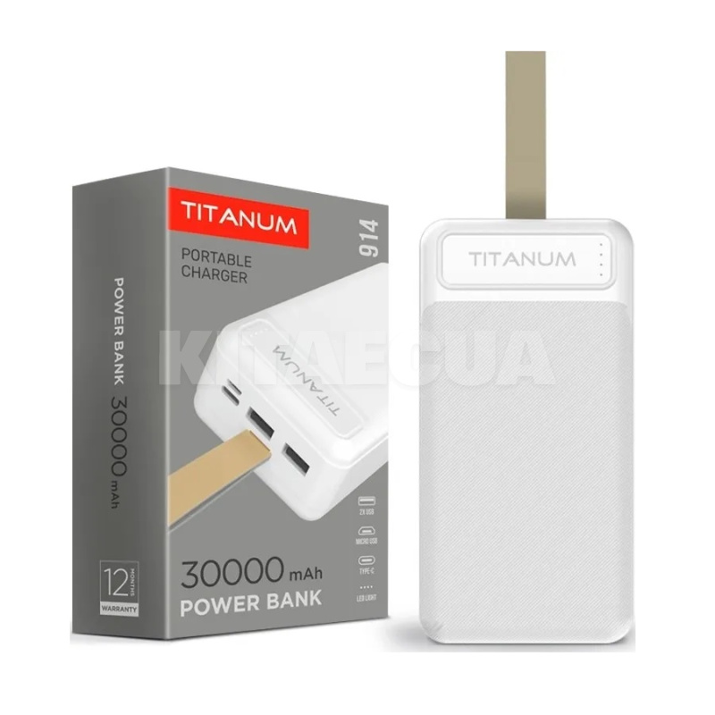 Повербанк 914 30000mAh 10W белый TITANUM (TPB-914-W) - 3