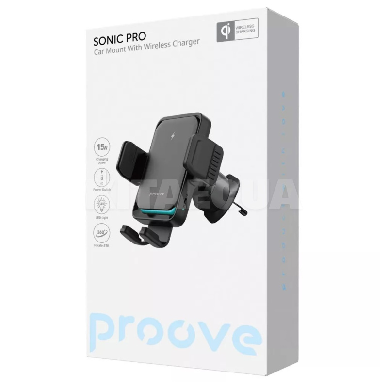 Держатель телефона автомобильный с беспроводным ЗУ Sonic Pro 15W PROOVE (WHSP15002001) - 2