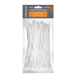 Стяжки белые пластиковые 3.6 х 200 мм 100 шт. TECMAXX