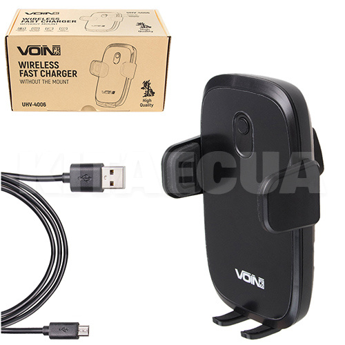 Тримач автомобільний з бездротовою зарядкою без кронштейна VOIN (UHV-4006)