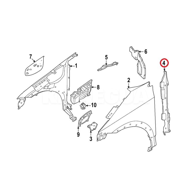 Накладка внутреняя крыла переднего правого ОРИГИНАЛ на NISSAN Ariya (63130-5MP0A)