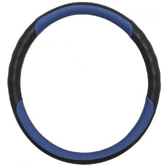 Чехол на руль S (35-37 см) черно-синий натуральная кожа KING