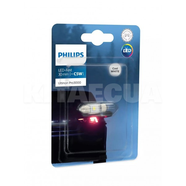 LED лампа для авто Ultinon Pro3000 Fest SV8.5 0.6W 6000К 30 мм PHILIPS (11860U30CWB1) - 2