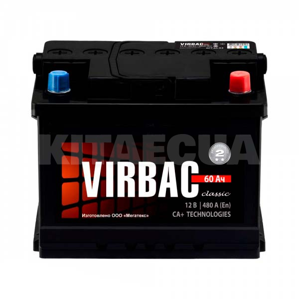 Аккумулятор автомобильный 60Ач 480А "+" справа VIRBAC (6CT-60-A3)